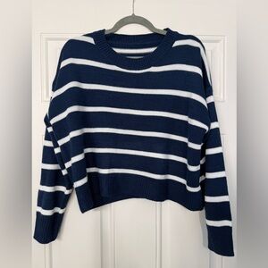Navy and White Striped Women's Sweater